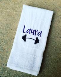 Personalized Glitter Barbell Gym Towel Monogrammed Sports Gift