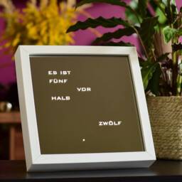 German Word Clock - Mirror Clock, White Led Clock, Frame Desk Or Wall - thumbnail 3