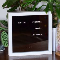 German Word Clock - Mirror Clock, White Led Clock, Frame Desk Or Wall - thumbnail 2