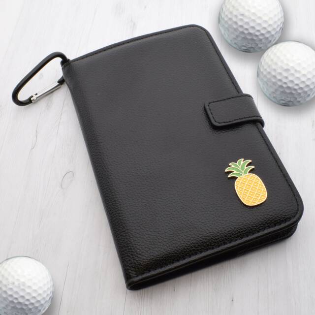 Pineapple Design - Personalised Leatherette Golf Organiser Complete With Divot Repairer, Marker, Tees, Scorecard & Pencils - image 1