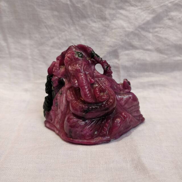 Ruby Ganesha, 630 Caret Zoisite Gemstone Carvings, Lord Indian Mythology Art, Religious Spiritual Prayer Gifts - image 1