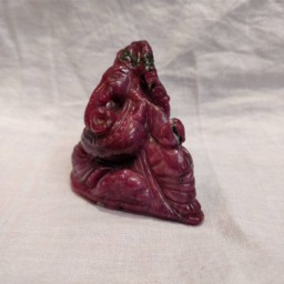 Ruby Ganesha, 630 Caret Zoisite Gemstone Carvings, Lord Indian Mythology Art, Religious Spiritual Prayer Gifts - thumbnail 2