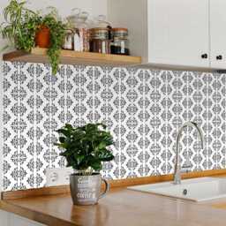 Tiles Decals Set Of 24 Black & White Home Design Decoration Wall Stickers Mexican Tile Decal Kitchen Bathroom Bkw6 - thumbnail 2