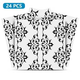 Tiles Decals Set Of 24 Black & White Home Design Decoration Wall Stickers Mexican Tile Decal Kitchen Bathroom Bkw6 - thumbnail 1