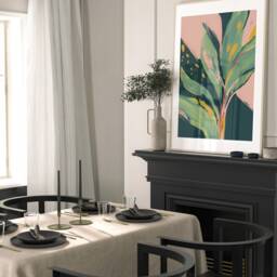 Pink Wall Prints, Botanical Bedroom Bright Poster, Home Decor, Hand Drawn Plants, Set Of 3 Prints A2 A1 - thumbnail 2