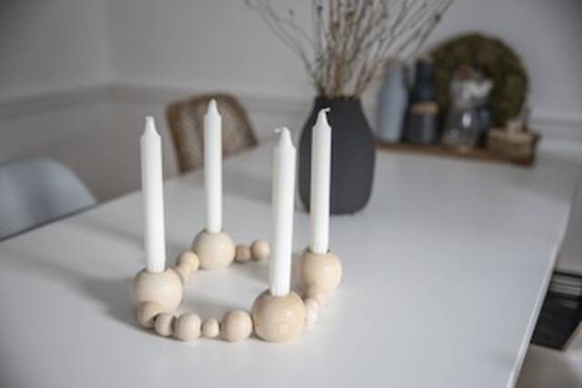 Diy, Complete Wooden Candlestick, Diy Bead Wreath, Advent Candle Wreath - image 1