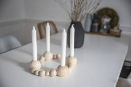 Diy, Complete Wooden Candlestick, Diy Bead Wreath, Advent Candle Wreath - thumbnail 1