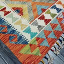 Kilim Rug Classic, Handmade Artisan Afghan Turkish Scandinavian Navajo Bohemian Wool Flatweave Multicolour 129x92 cm - thumbnail 3