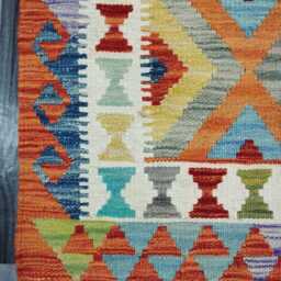 Kilim Rug Classic, Handmade Artisan Afghan Turkish Scandinavian Navajo Bohemian Wool Flatweave Multicolour 129x92 cm - thumbnail 2