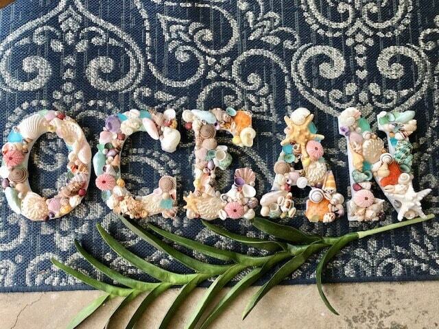 Beach Decor Ocean Shell Letters - Seashell Letters Sign Coastal Home Wall House Seaside Nautical - image 1