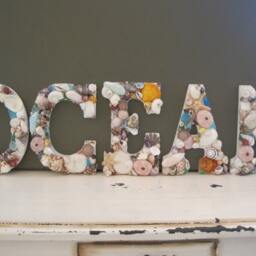 Beach Decor Ocean Shell Letters - Seashell Letters Sign Coastal Home Wall House Seaside Nautical - thumbnail 2