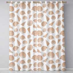 Minimal Seashell Pattern Beige Coastal Background Seamless Readymade Eyelet Ring Top Thermal 100% Blackout Curtains - thumbnail 2