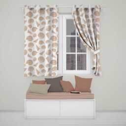Minimal Seashell Pattern Beige Coastal Background Seamless Readymade Eyelet Ring Top Thermal 100% Blackout Curtains - thumbnail 1