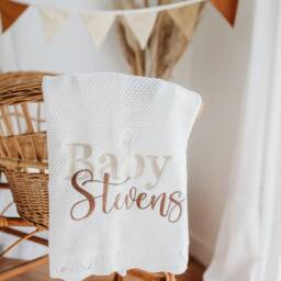 Personalized Knitted Cotton Baby Blanket Embroidered Name, Classic Luxury - thumbnail 2