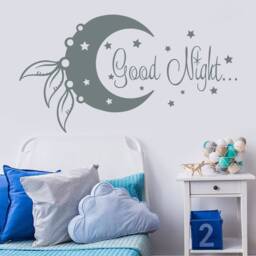 Quote Wall Decal. Good Night Sticker. Moon & Stars Nursery. Vinyl Quotes For Kids. Nursery Decor - Ma26 - thumbnail 1