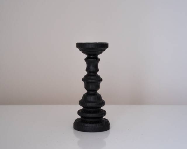 Rustic Black Candle Holder Wooden Candlestick Modern Decor Candle Stand Turned Wood Pillar Handmade Wedding Centerpiece Black Design