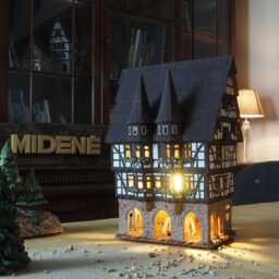 Ceramic House Tealight Holder Home Decor Handmade Miniature Replica Of The Original Town Hall in Alsfeld F16 - thumbnail 2