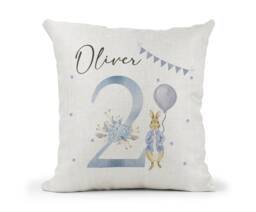 Personalised Peter Rabbit Cushionboys 2nd Birthday Giftbedroom Decorson Grandson Nephew Keepsake - thumbnail 1