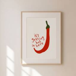 Chili Pepper Print, Chilies Poster, It's Getting Hot in Here, Kitchen Decor, Wall, Gallery Quirky, Unframed - thumbnail 2