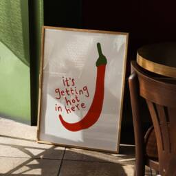 Chili Pepper Print, Chilies Poster, It's Getting Hot in Here, Kitchen Decor, Wall, Gallery Quirky, Unframed - thumbnail 3
