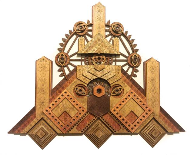 Laser Cut Wood Art Pyramid All Seeing Eye Obelisk - image 1