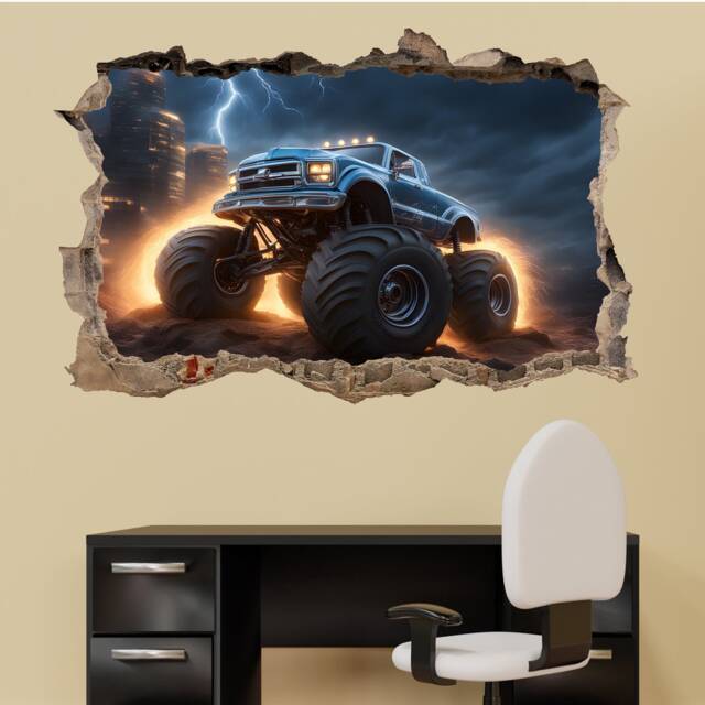 Extra Big Monster Truck Vinyl Wall Sticker Off-Road Epic Mural Decal Boys Bedroom Decor 2001 - image 1