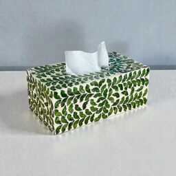 Green Leaf Capiz Shell Rectangular Tissue Box Cover - thumbnail 3
