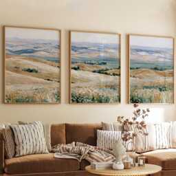 Golden Field Trio, Countryside Landscape Wall Art Set - thumbnail 4