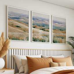 Golden Field Trio, Countryside Landscape Wall Art Set - thumbnail 3