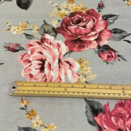 986. Handmade Red & Gold Roses On Grey Cushion Cover, Various Sizes - thumbnail 3