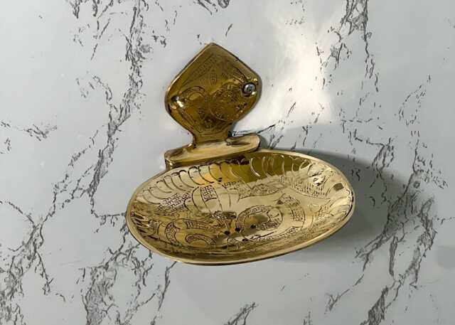 Handmade Moroccan Brass Soap Dish - Vintage Wall-Mounted Bathroom Accessory, Unlacquered Antique-style Holder - image 1