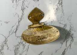 Handmade Moroccan Brass Soap Dish - Vintage Wall-Mounted Bathroom Accessory, Unlacquered Antique-style Holder - thumbnail 1