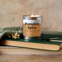Pumpkin Spice Wood Wick Candle, Autumnal Scent Crackle - thumbnail 1