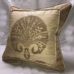 Beige & Cream Fang Designed Raw Silk Custom Pillow - thumbnail 2