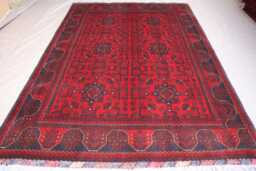 5x7 Afghan Bukhara Rug - Turkmen Hand Knotted Veg Dyes Wool Tribal Area Rug, Red Khal Mohammadi Oriental Vintage Bedroom Kitchen - thumbnail 1