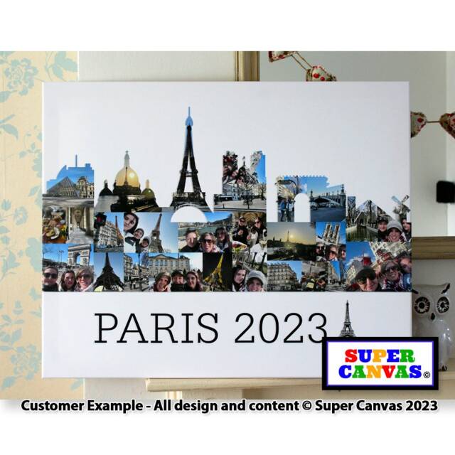 Paris France Skyline City Map Shape Travel Holiday Picture Frame Photo Collage Framed Print Canvas Birthday Anniversary Gift - image 1