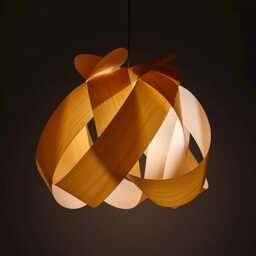 Scandinavian Wooden Veneer Chandelier - Modern Meer Coastal Pendant, Minimalist Dining Room Fixture - thumbnail 3