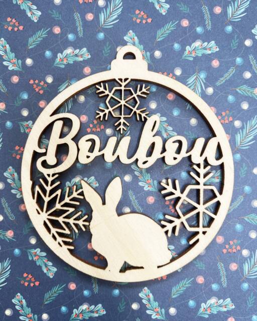Christmas Ball, Personalized Bunny Ornament in The Shape Of A Bauble With First Name - image 1