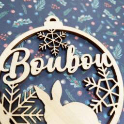 Christmas Ball, Personalized Bunny Ornament in The Shape Of A Bauble With First Name - thumbnail 2