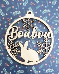 Christmas Ball, Personalized Bunny Ornament in The Shape Of A Bauble With First Name - thumbnail 1