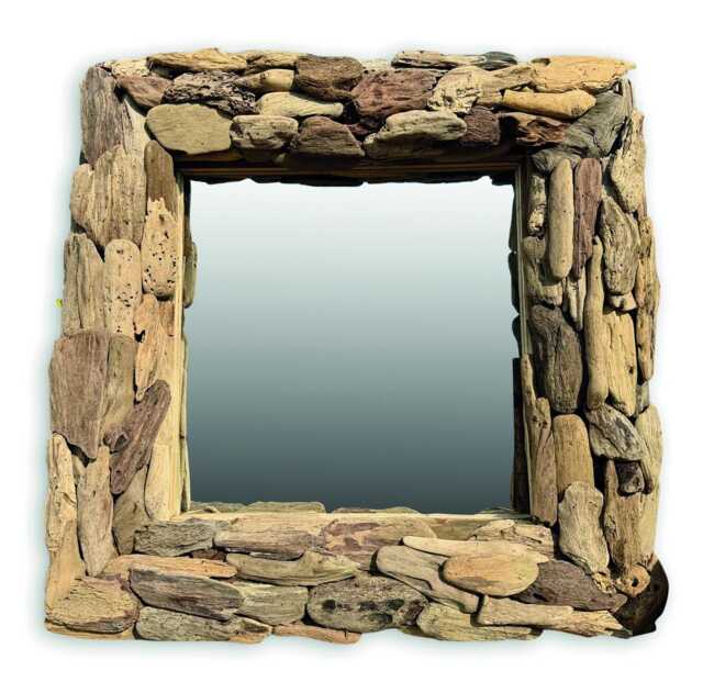 Beachcomber Square Mirror 60cm, Driftwood Style Teak Root Wall - image 1
