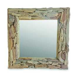 Beachcomber Square Mirror 60cm, Driftwood Style Teak Root Wall - thumbnail 4