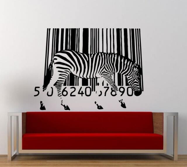 Melting Zebra Bar Code Wall Decal Sticker Vinyl Mural Leaving Bedroom Room Home Decor Free Shipping L368 - image 1