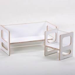 Children's Table Tim & Children's Chair Charlie in White Lacquer For The Modern Room. Reversible & Reversible Toddler - thumbnail 4