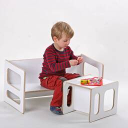 Children's Table Tim & A Children's Chair Charlie in White Lacquered For The Modern Room Reversible & Reversible For Toddler - thumbnail 3
