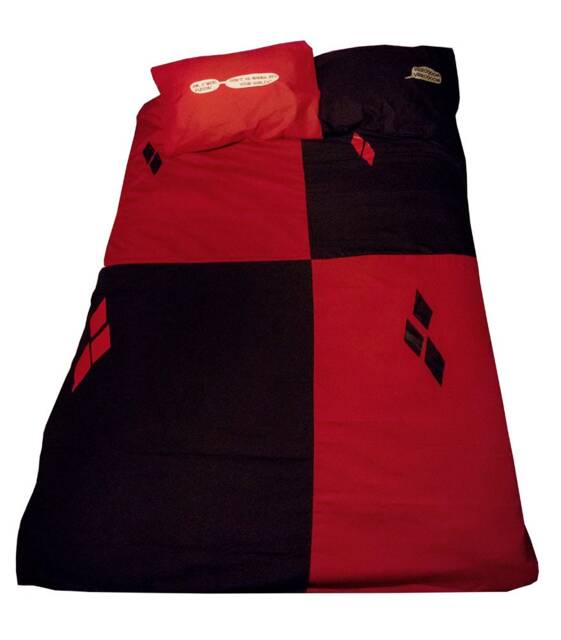 Harley Red & Black Diamond Bedding Duvet Set Double King - image 1