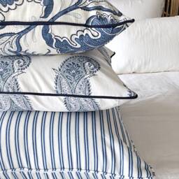 Linen Floral Cushion Cover Blue & White Hamptons Style - thumbnail 3