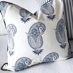 Linen Floral Cushion Cover Blue & White Hamptons Style - thumbnail 4