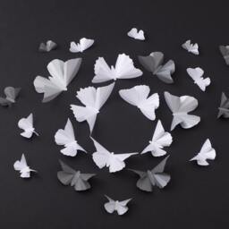 3D Butterfly Wall Art Metallic Silhouettes For Girls Room, Nursery, & Home Art Decor - Grey, Silver & White Mix - thumbnail 2