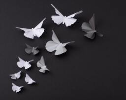 3D Butterfly Wall Art Metallic Silhouettes For Girls Room, Nursery, & Home Art Decor - Grey, Silver & White Mix - thumbnail 1